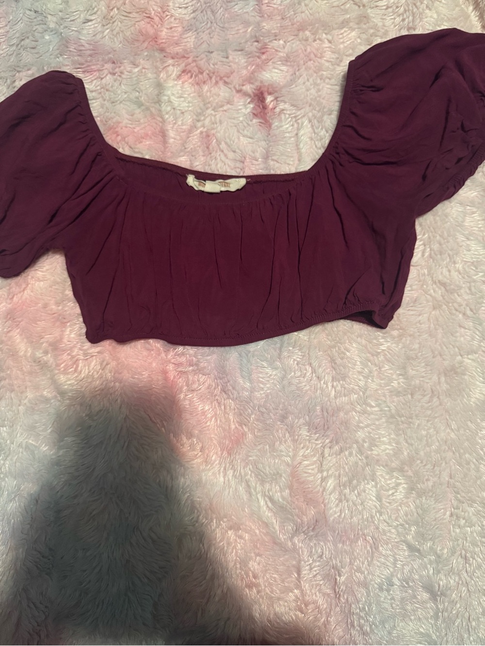 PacSun Plum Puff Sleeve Square Neck Crop Top